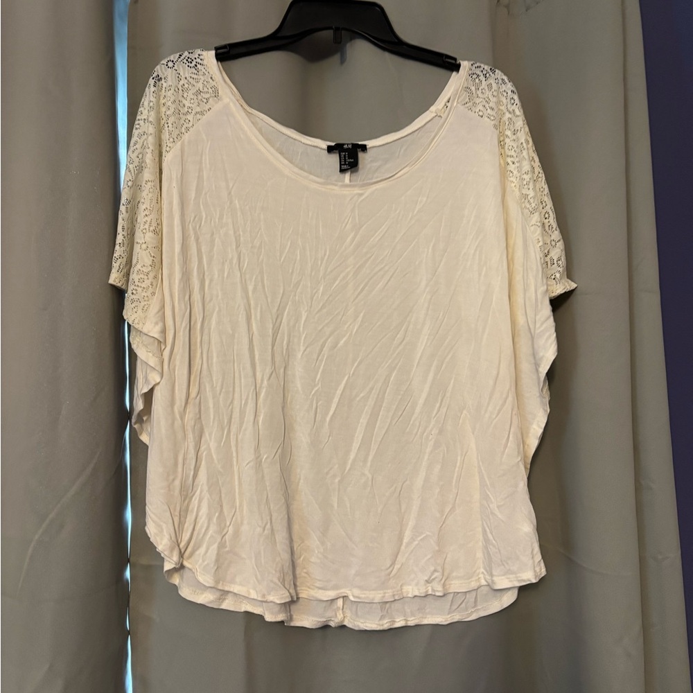 H&M Cream Lace Sleeve Blouse